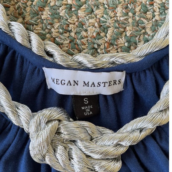 EUC Megan Masters blue dress with silver rope neckline, size Small - Picture 6 of 8